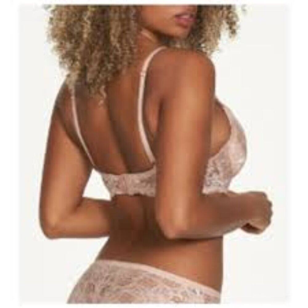 Fredericks of Hollywood Beatrix Scallop Lace Push Up Bra‎ Size 36C Rose NWT